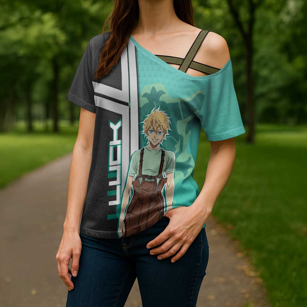 Black Clover Luck Voltia Cross Shoulder Shirt Modern Anime Poster Style