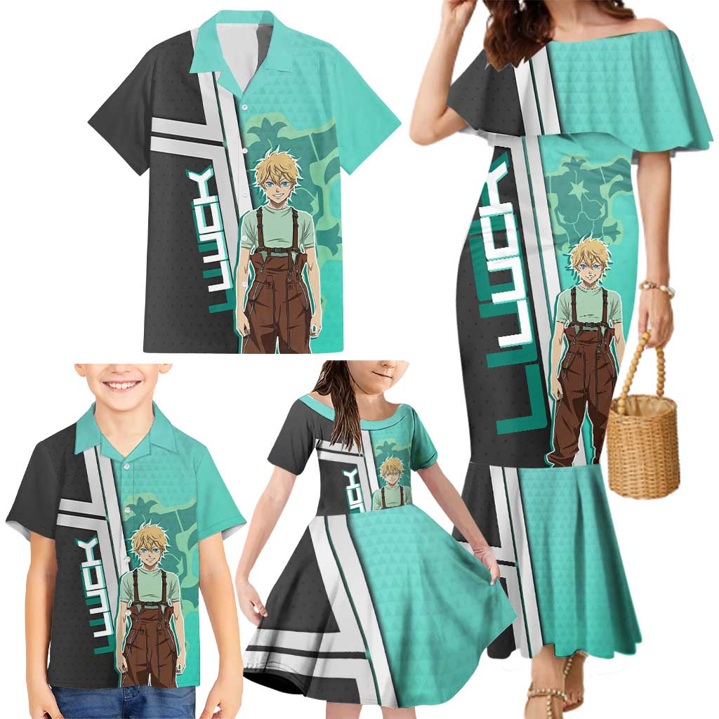 Black Clover Luck Voltia Family Matching Mermaid Dress and Hawaiian Shirt Modern Anime Poster Style