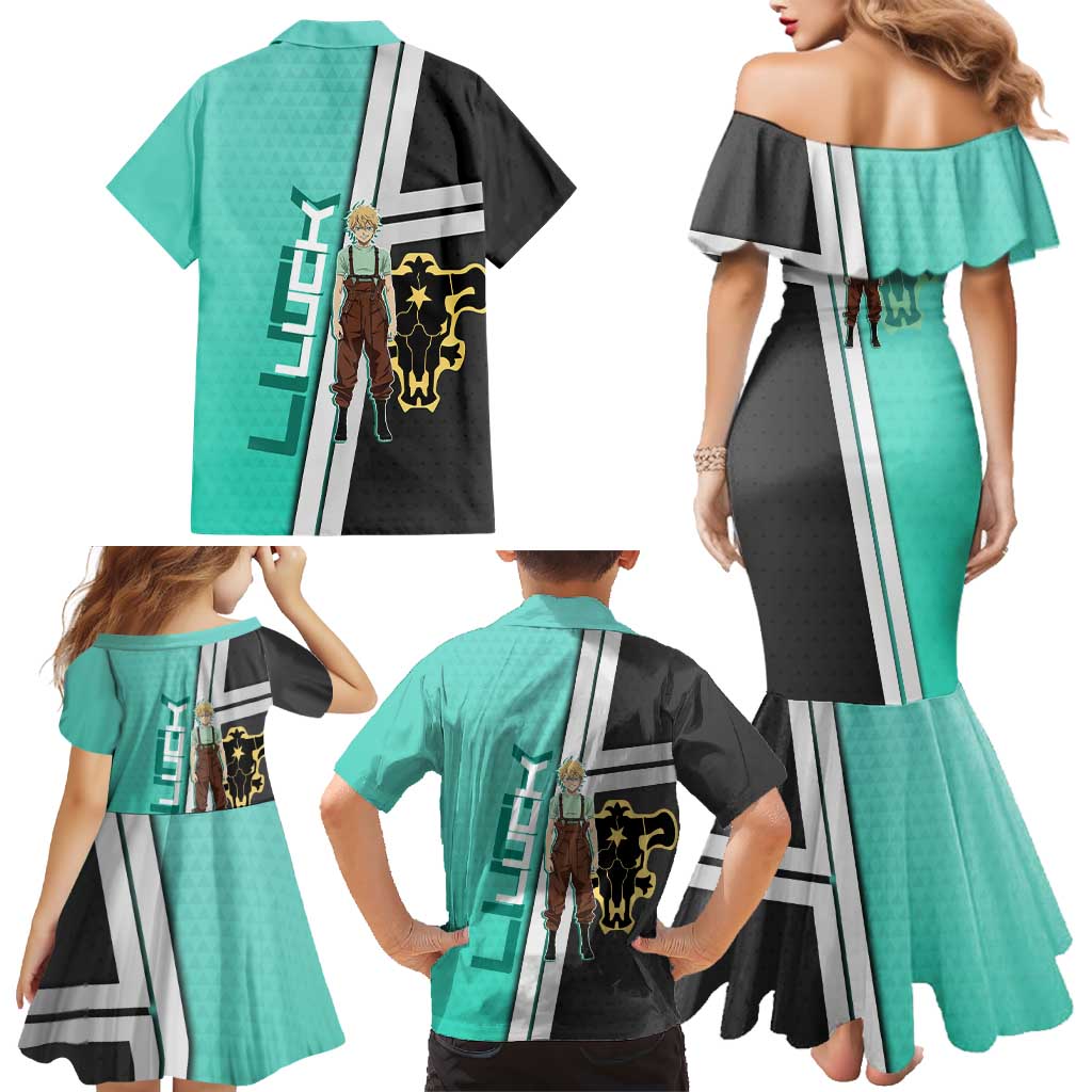 Black Clover Luck Voltia Family Matching Mermaid Dress and Hawaiian Shirt Modern Anime Poster Style