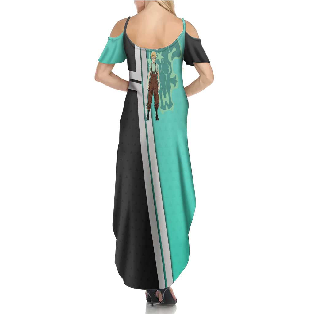 Black Clover Luck Voltia Family Matching Summer Maxi Dress and Hawaiian Shirt Modern Anime Poster Style