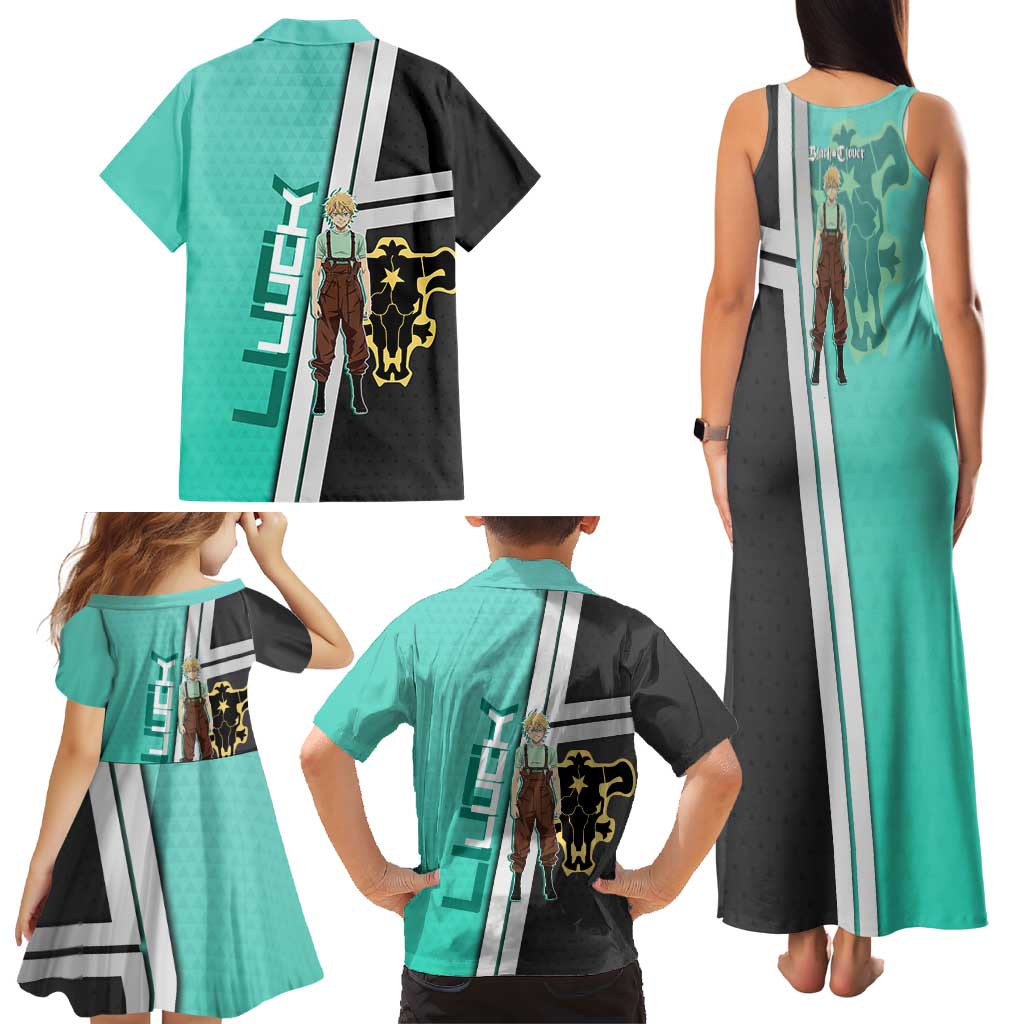 Black Clover Luck Voltia Family Matching Tank Maxi Dress and Hawaiian Shirt Modern Anime Poster Style