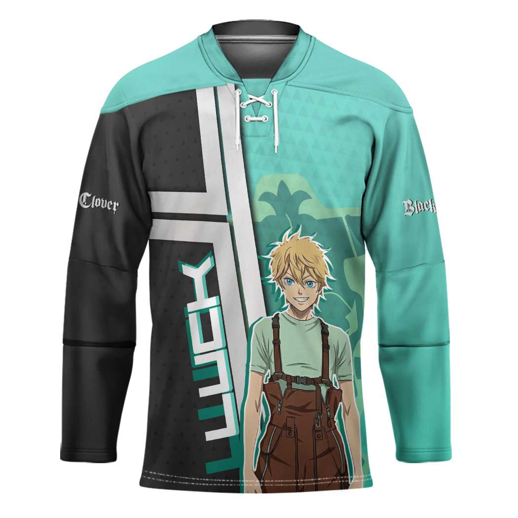 Black Clover Luck Voltia Hockey Jersey Modern Anime Poster Style