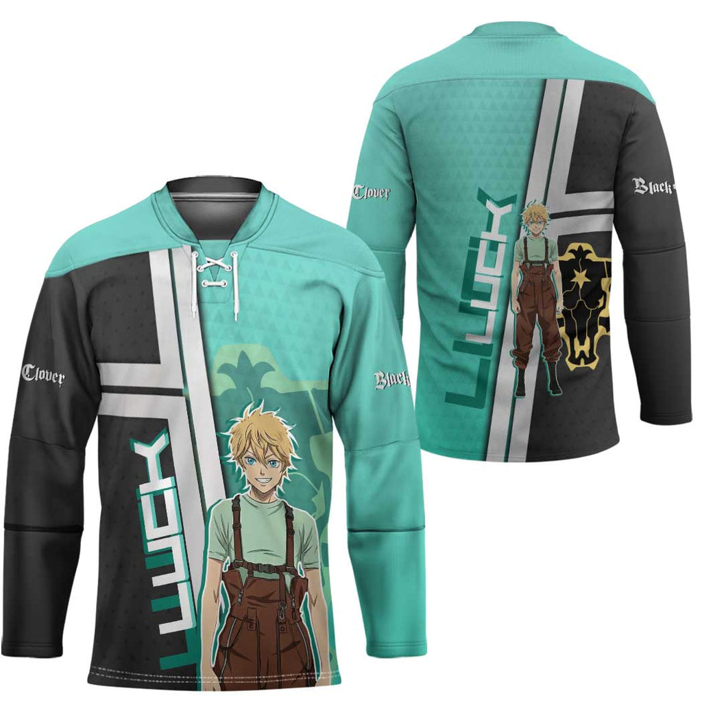 Black Clover Luck Voltia Hockey Jersey Modern Anime Poster Style