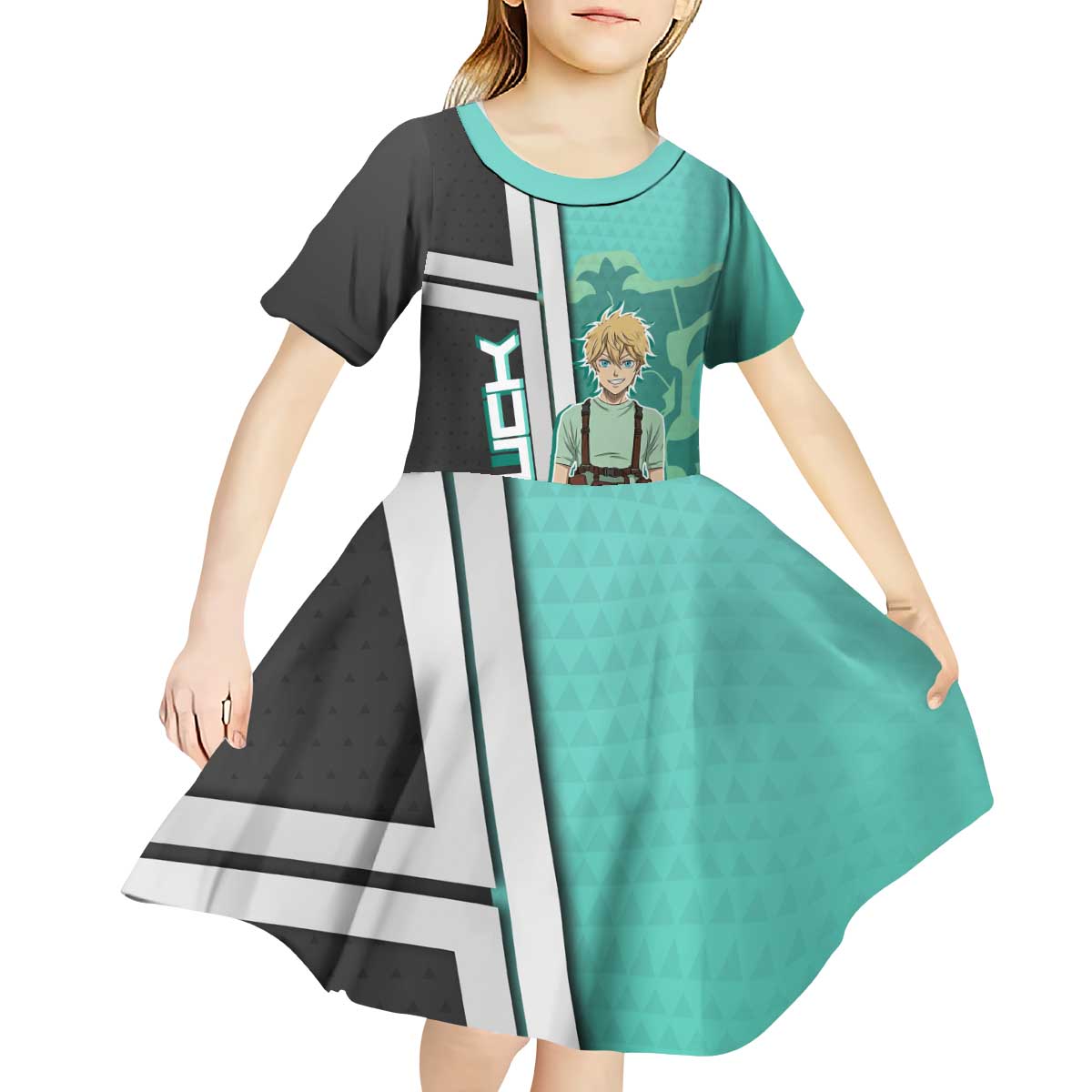 Black Clover Luck Voltia Kid Short Sleeve Dress Modern Anime Poster Style