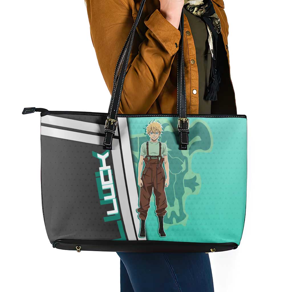 Black Clover Luck Voltia Leather Tote Bag Modern Anime Poster Style