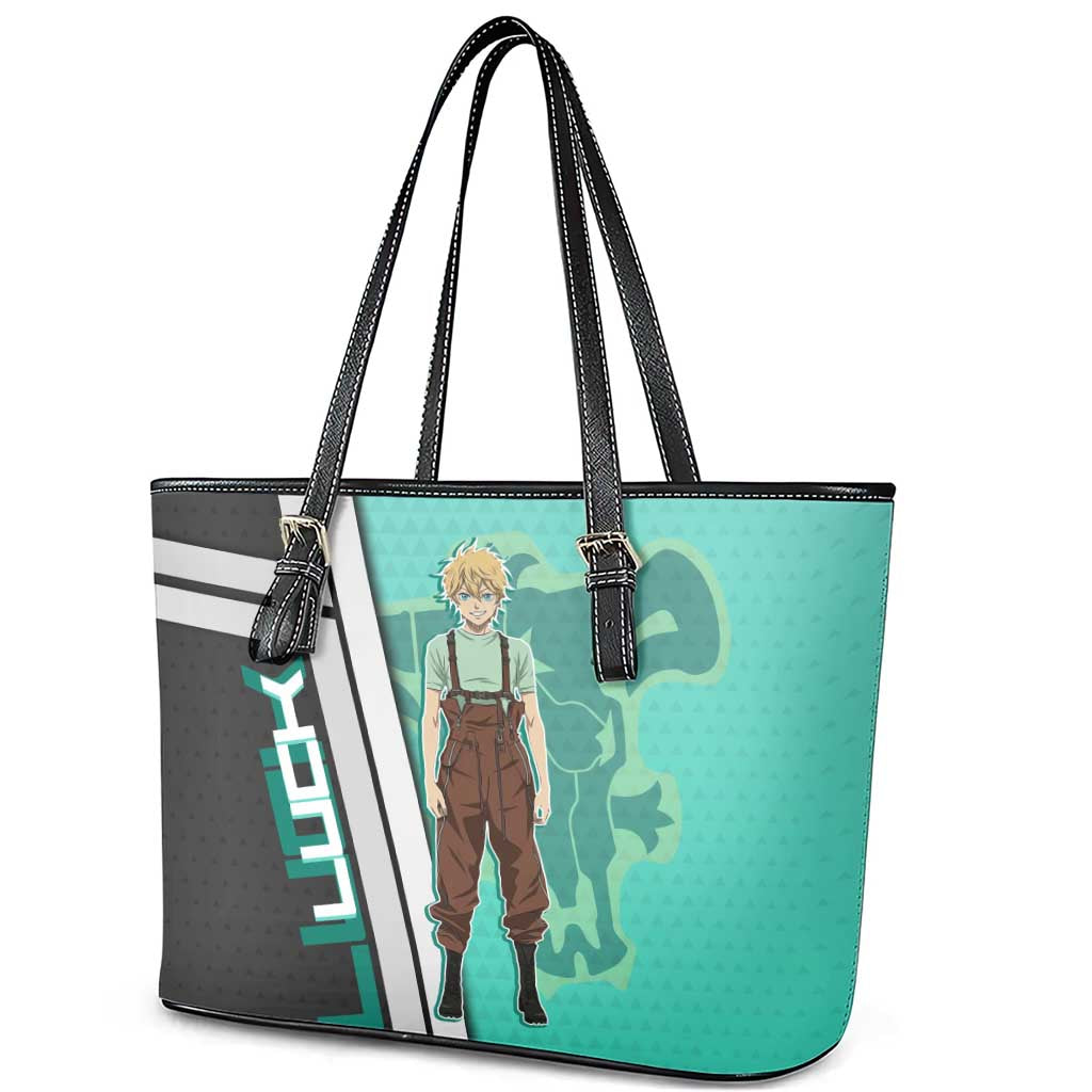 Black Clover Luck Voltia Leather Tote Bag Modern Anime Poster Style