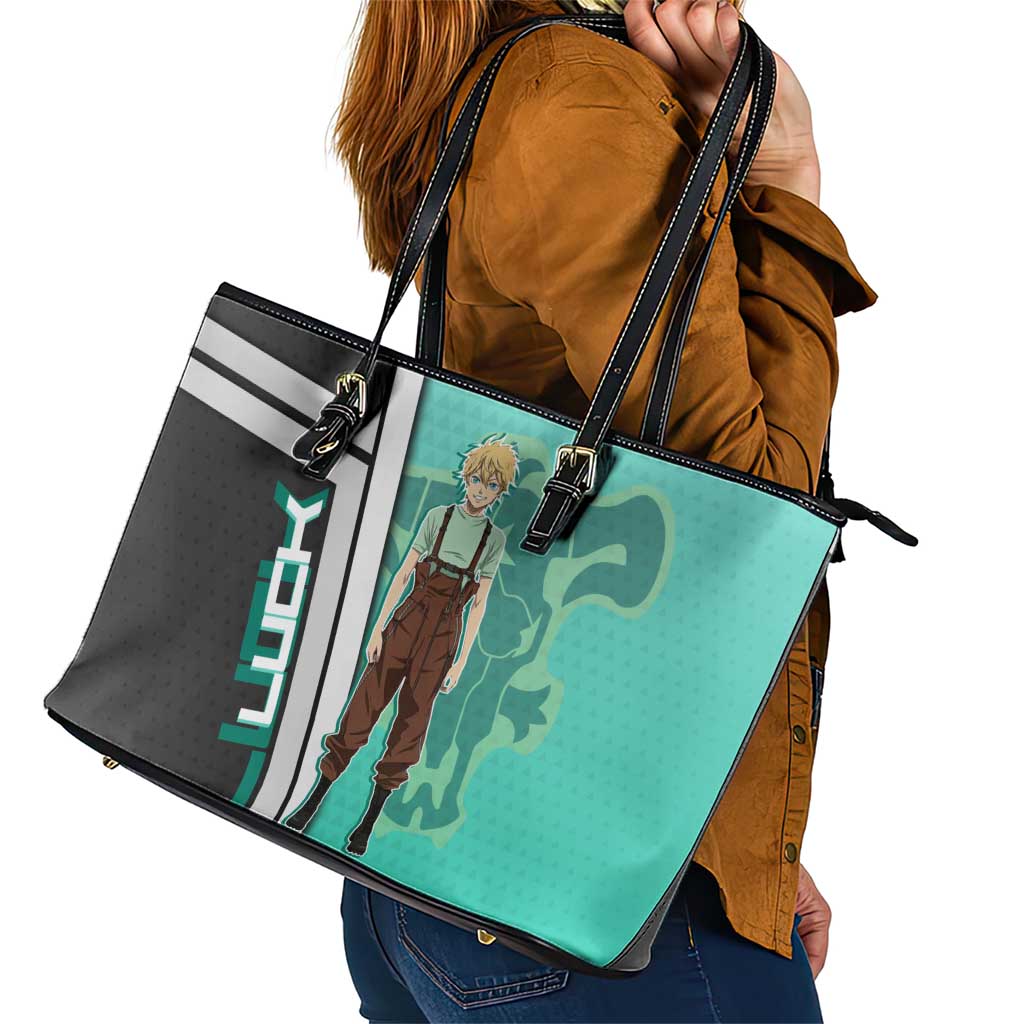 Black Clover Luck Voltia Leather Tote Bag Modern Anime Poster Style