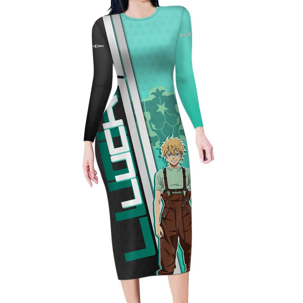 Black Clover Luck Voltia Long Sleeve Bodycon Dress Modern Anime Poster Style