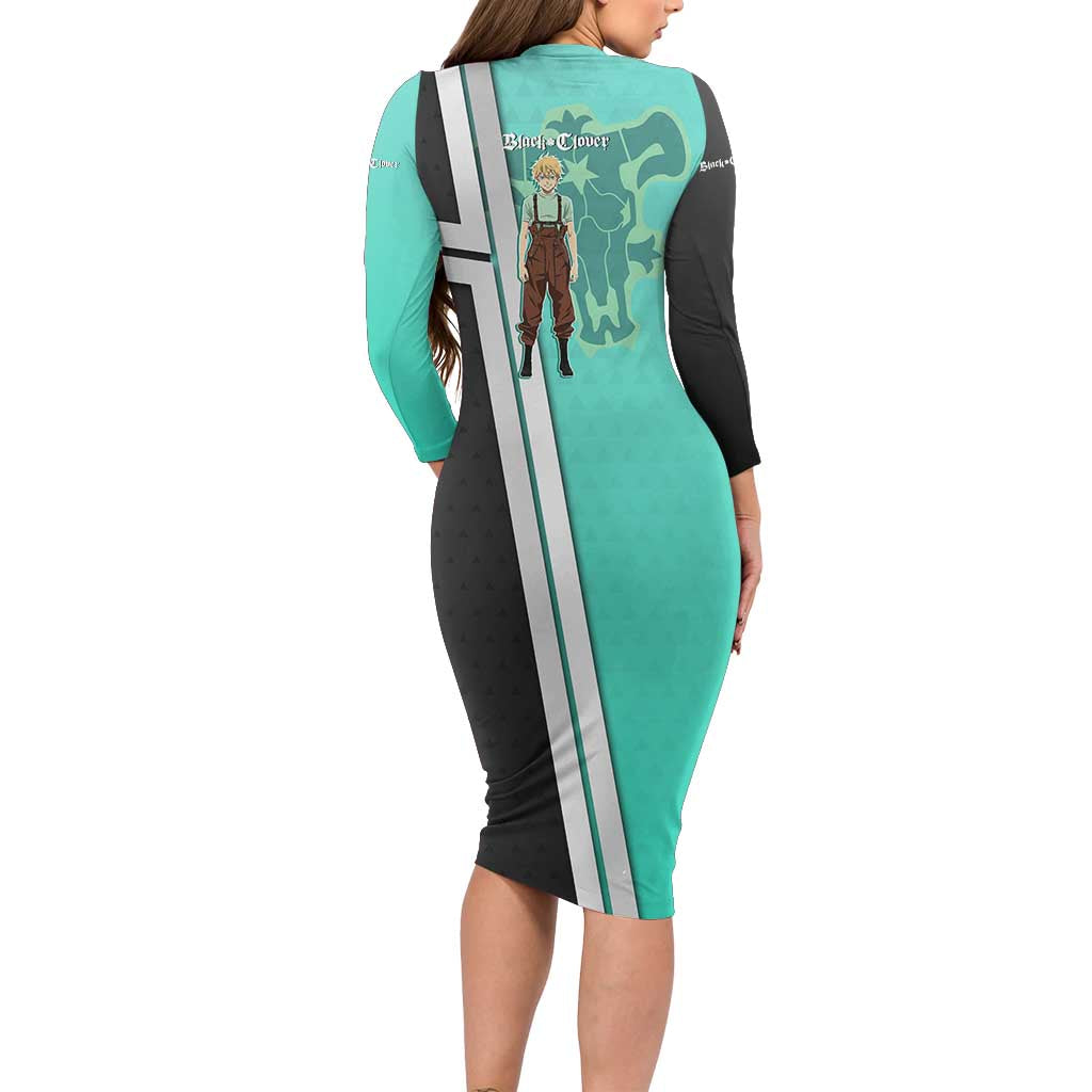 Black Clover Luck Voltia Long Sleeve Bodycon Dress Modern Anime Poster Style
