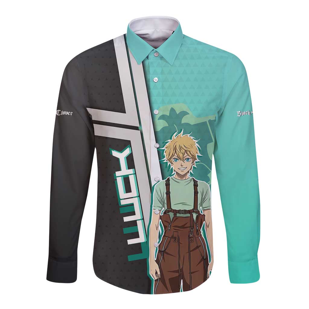 Black Clover Luck Voltia Long Sleeve Button Shirt Modern Anime Poster Style