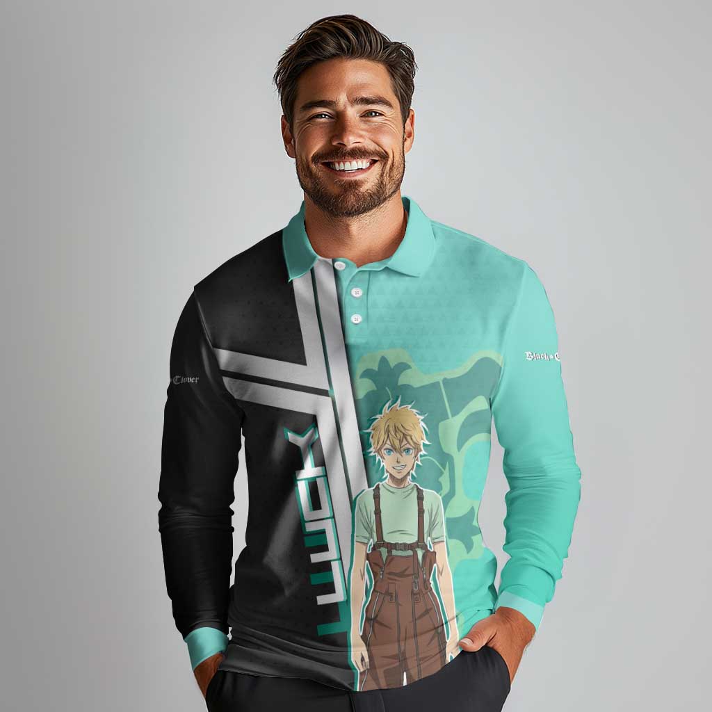 Black Clover Luck Voltia Long Sleeve Polo Shirt Modern Anime Poster Style