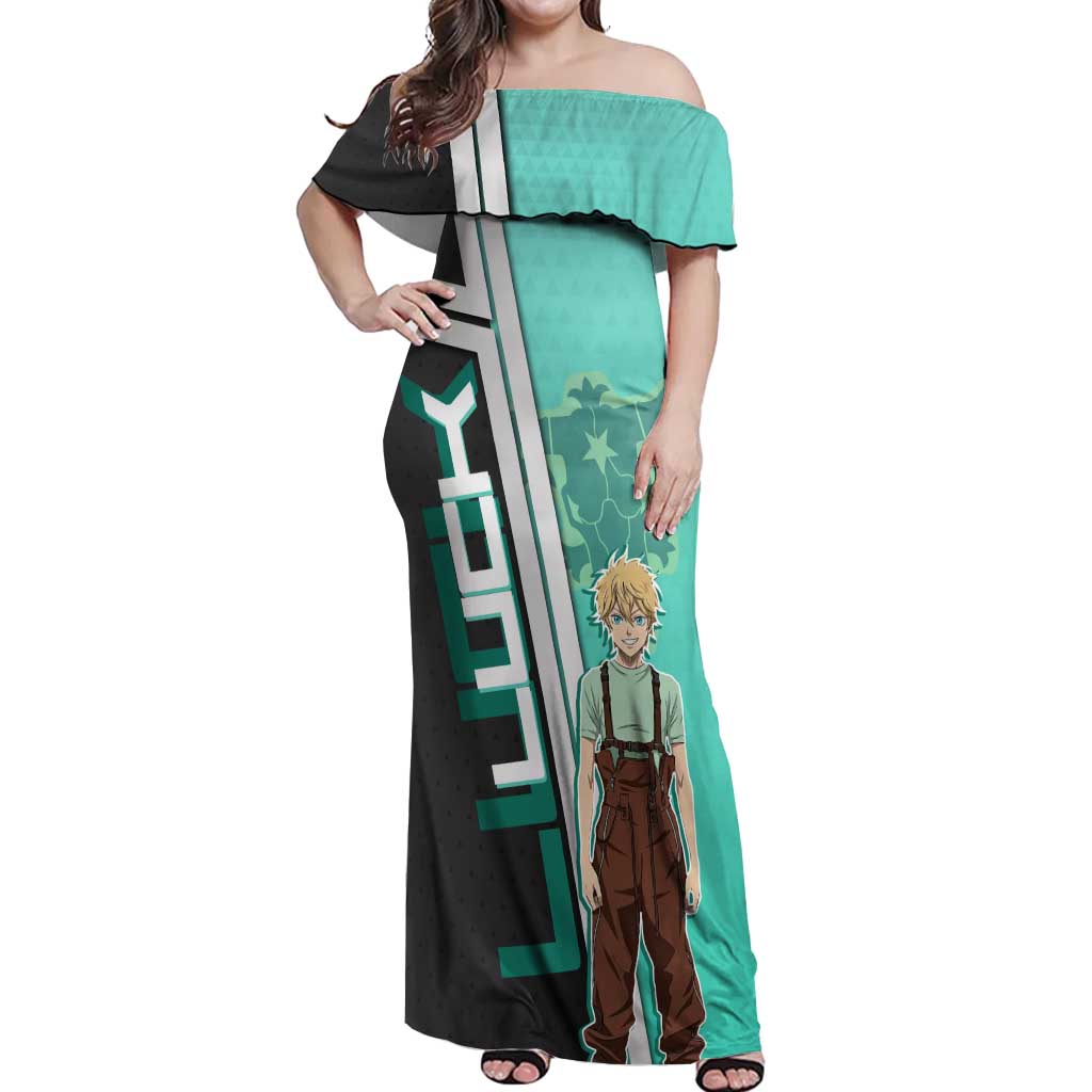 Black Clover Luck Voltia Off Shoulder Maxi Dress Modern Anime Poster Style