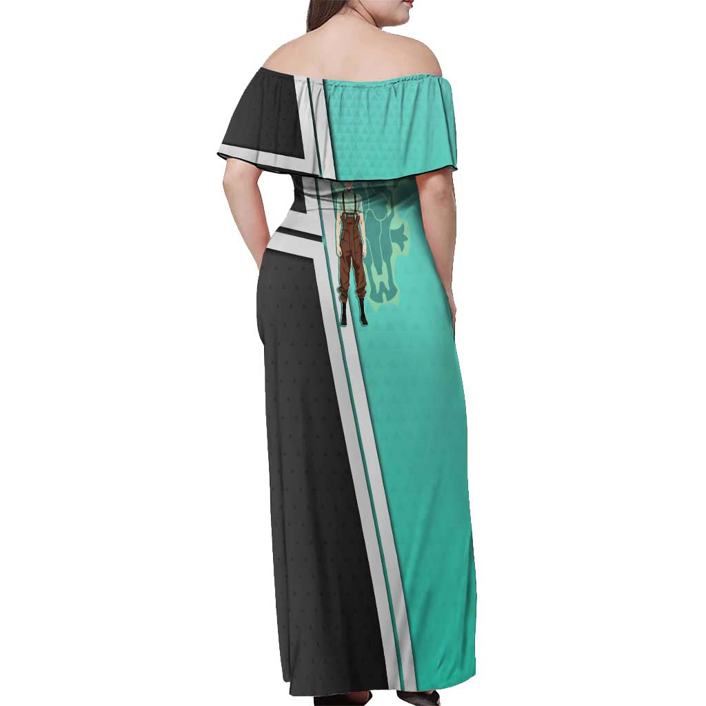 Black Clover Luck Voltia Off Shoulder Maxi Dress Modern Anime Poster Style
