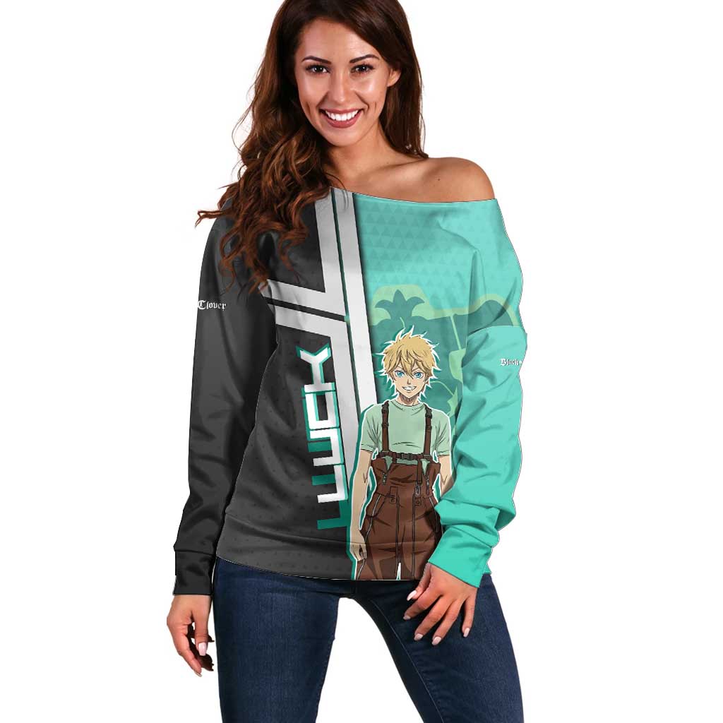 Black Clover Luck Voltia Off Shoulder Sweater Modern Anime Poster Style