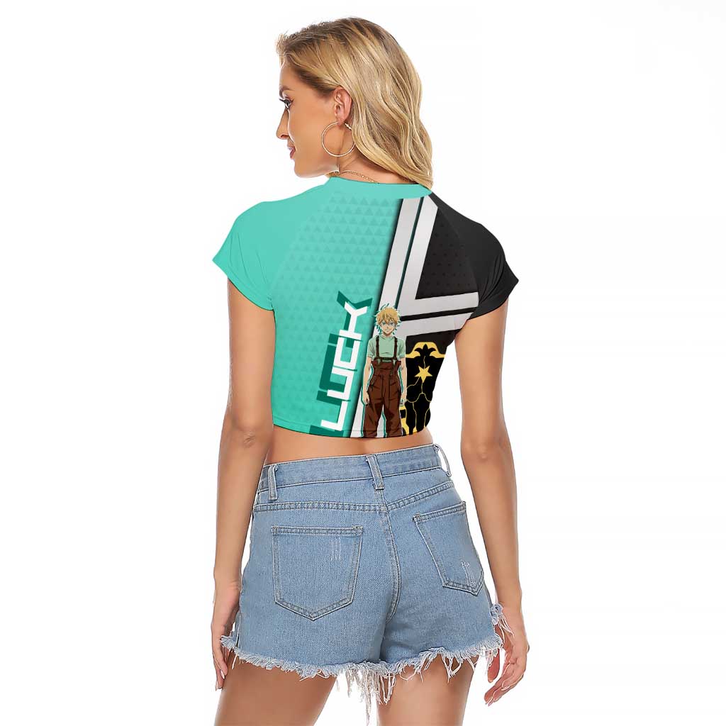 Black Clover Luck Voltia Raglan Cropped T Shirt Modern Anime Poster Style