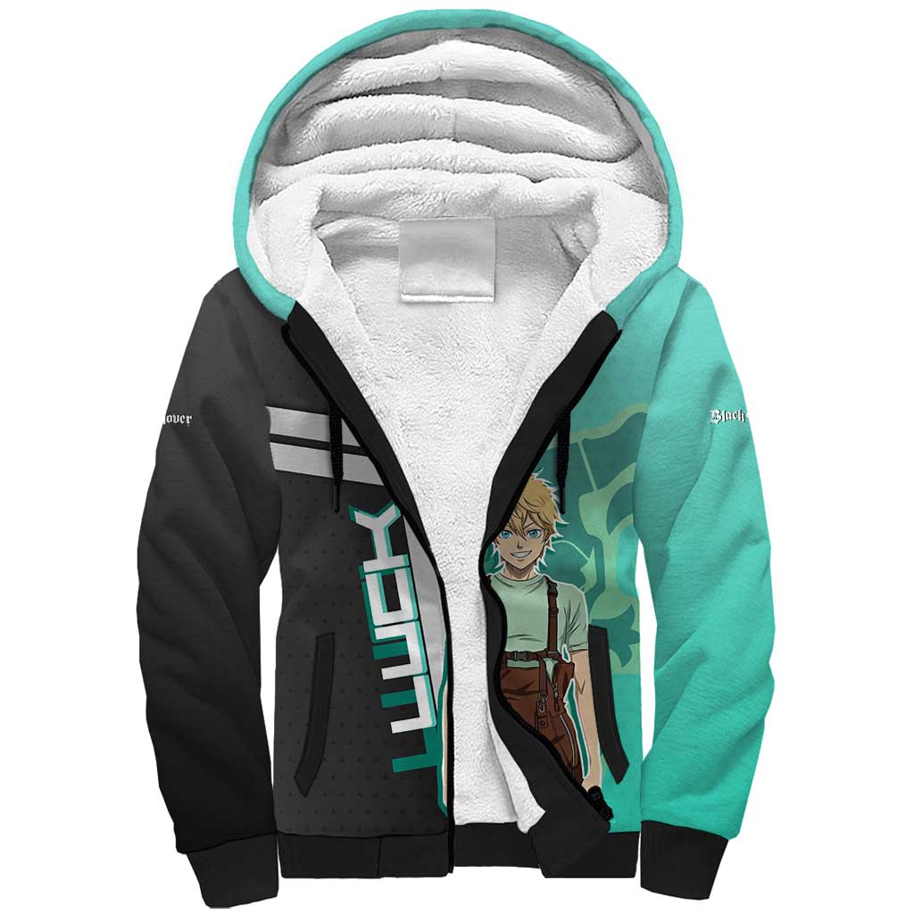Black Clover Luck Voltia Sherpa Hoodie Modern Anime Poster Style