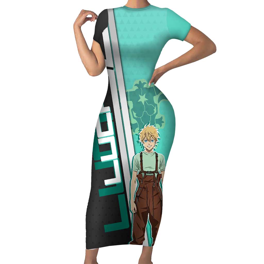 Black Clover Luck Voltia Short Sleeve Bodycon Dress Modern Anime Poster Style