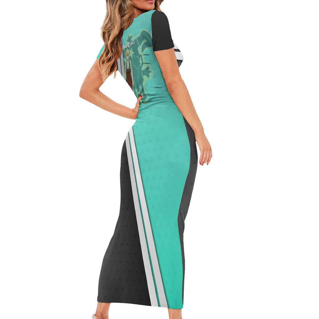 Black Clover Luck Voltia Short Sleeve Bodycon Dress Modern Anime Poster Style