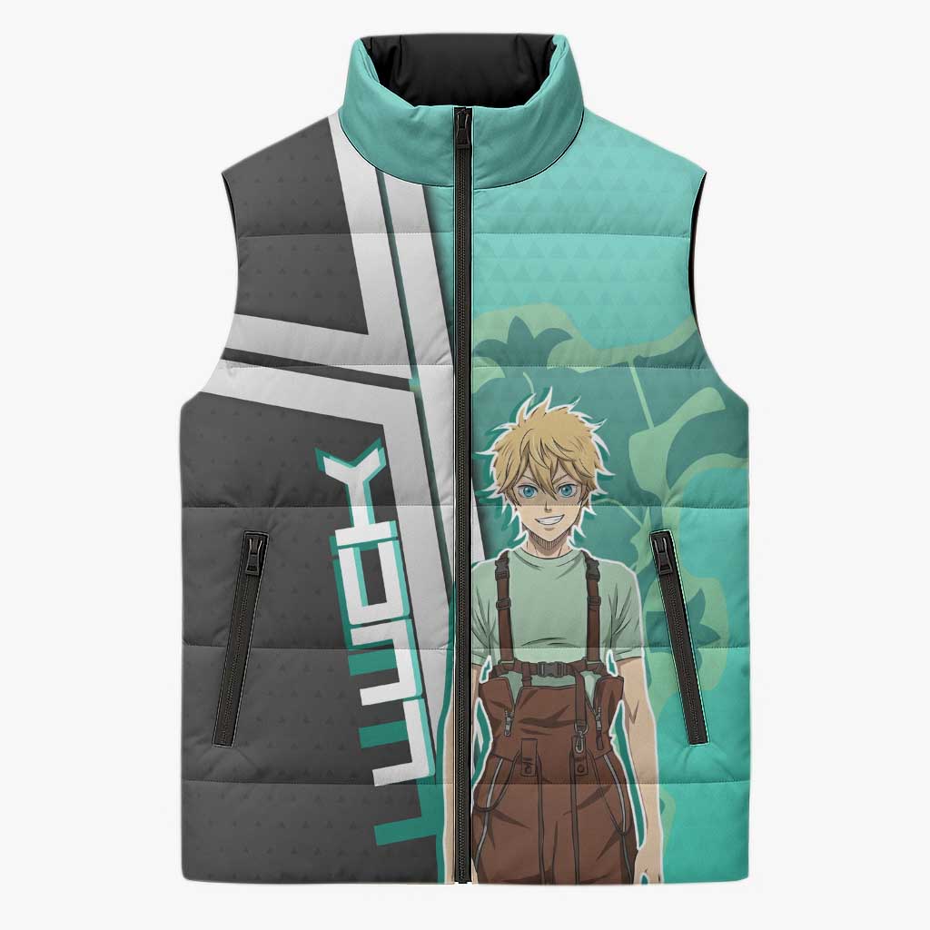Black Clover Luck Voltia Sleeveless Puffer Jacket Modern Anime Poster Style