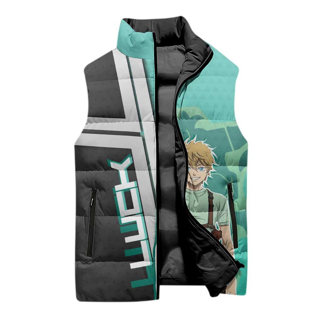 Black Clover Luck Voltia Sleeveless Puffer Jacket Modern Anime Poster Style