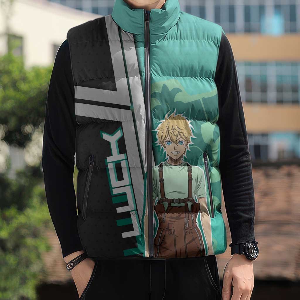 Black Clover Luck Voltia Sleeveless Puffer Jacket Modern Anime Poster Style