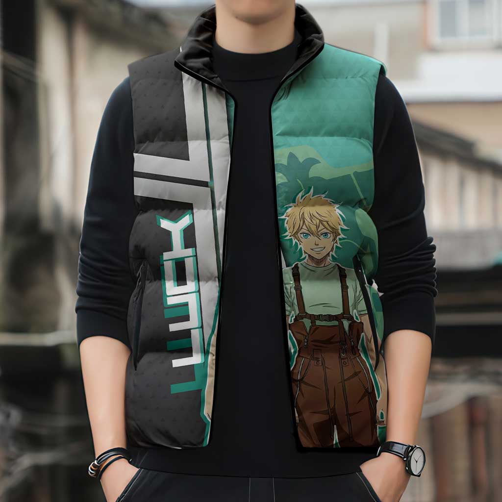 Black Clover Luck Voltia Sleeveless Puffer Jacket Modern Anime Poster Style