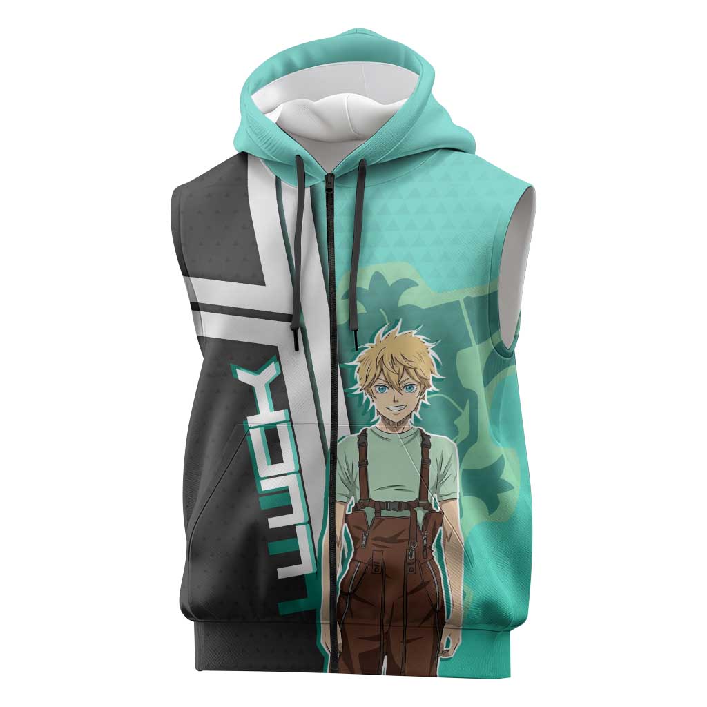 Black Clover Luck Voltia Sleeveless Zip Hoodie Modern Anime Poster Style