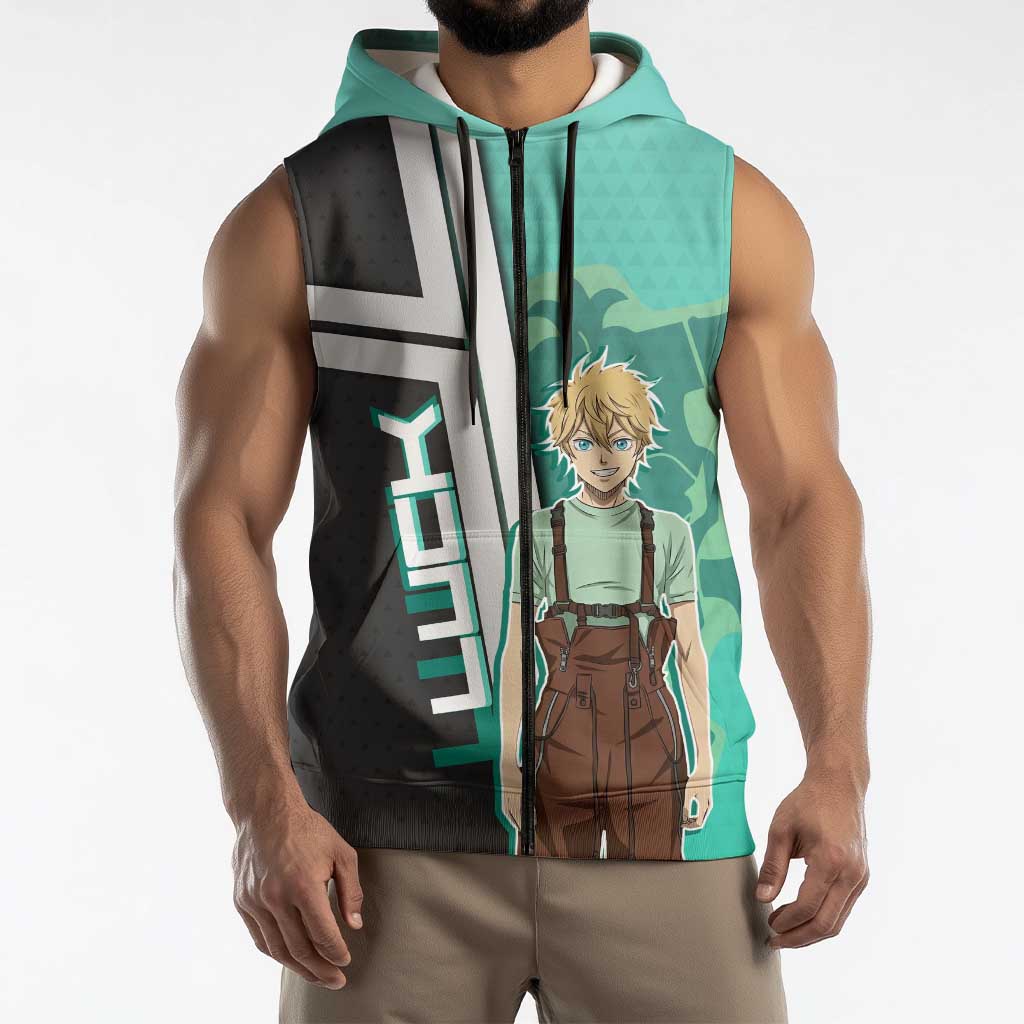 Black Clover Luck Voltia Sleeveless Zip Hoodie Modern Anime Poster Style