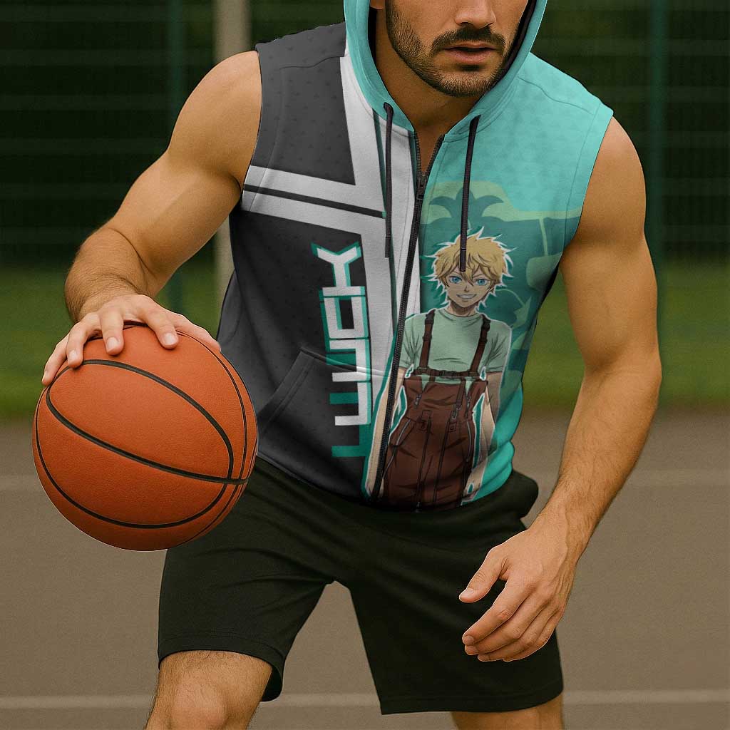 Black Clover Luck Voltia Sleeveless Zip Hoodie Modern Anime Poster Style