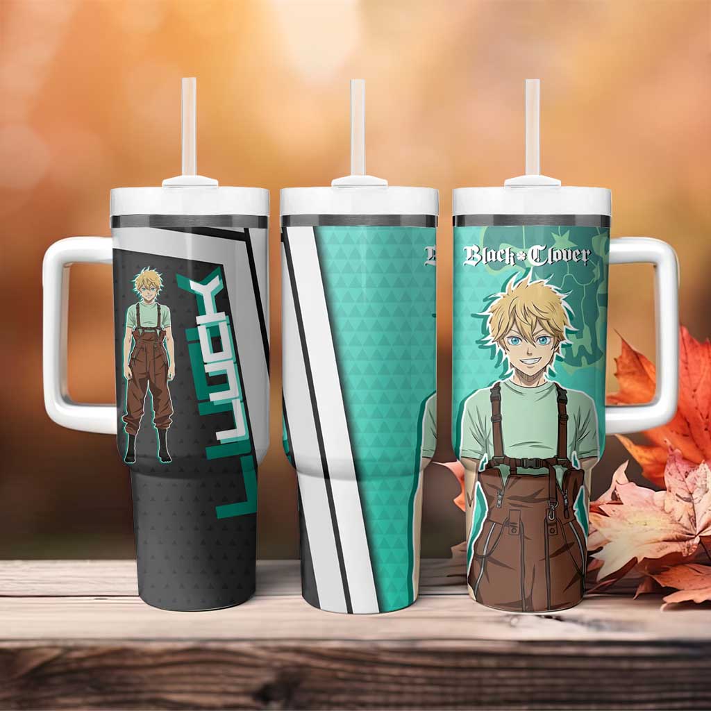 Black Clover Luck Voltia Tumbler With Handle Modern Anime Poster Style