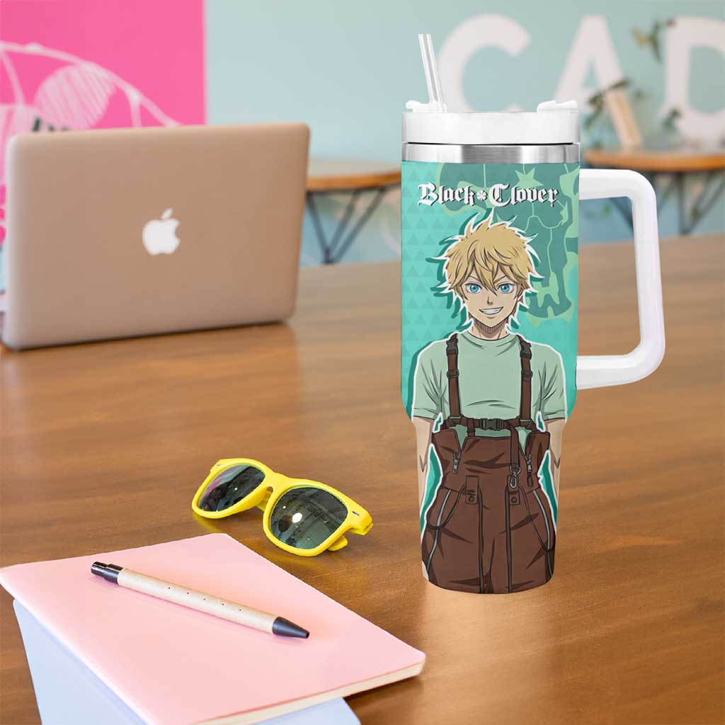 Black Clover Luck Voltia Tumbler With Handle Modern Anime Poster Style