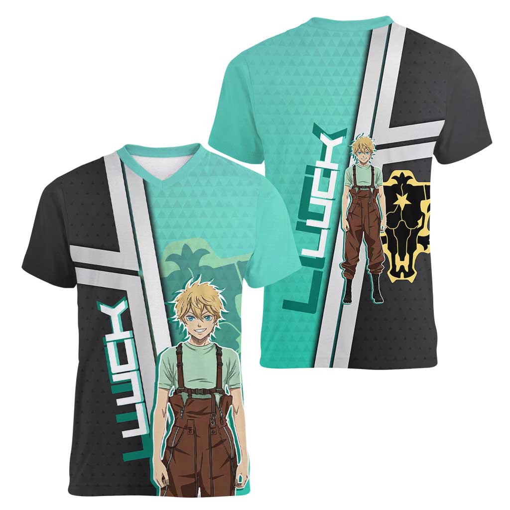 Black Clover Luck Voltia Women V-Neck T-Shirt Modern Anime Poster Style
