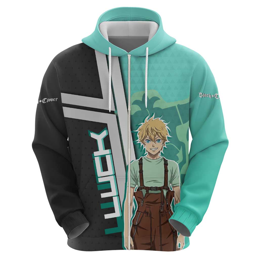 Black Clover Luck Voltia Zip Hoodie Modern Anime Poster Style