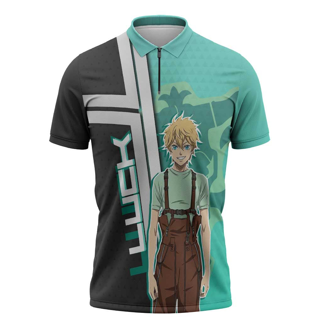 Black Clover Luck Voltia Zipper Polo Shirt Modern Anime Poster Style