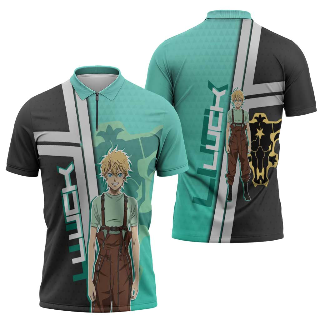 Black Clover Luck Voltia Zipper Polo Shirt Modern Anime Poster Style