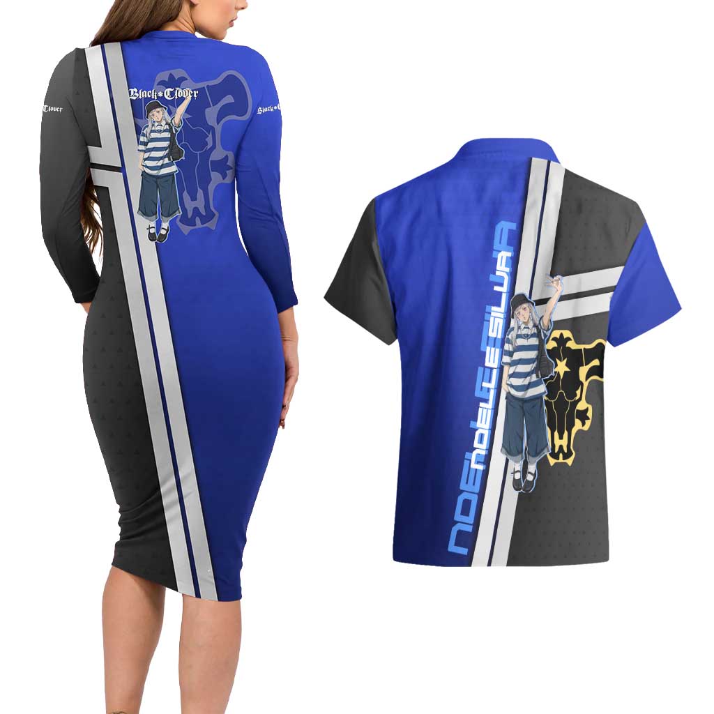 Black Clover Noelle Silva Couples Matching Long Sleeve Bodycon Dress and Hawaiian Shirt Urban Streetwear Anime Style