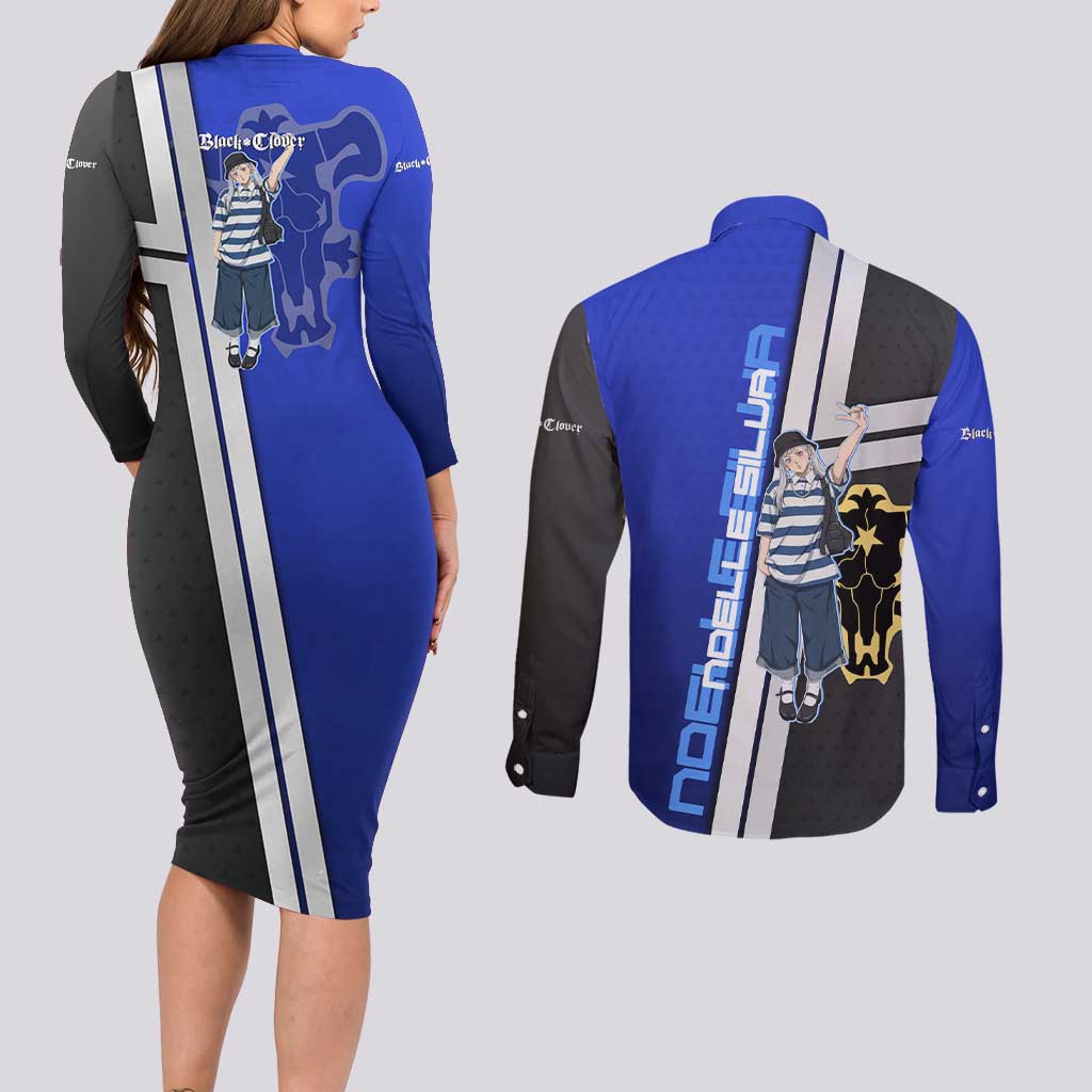 Black Clover Noelle Silva Couples Matching Long Sleeve Bodycon Dress and Long Sleeve Button Shirt Urban Streetwear Anime Style
