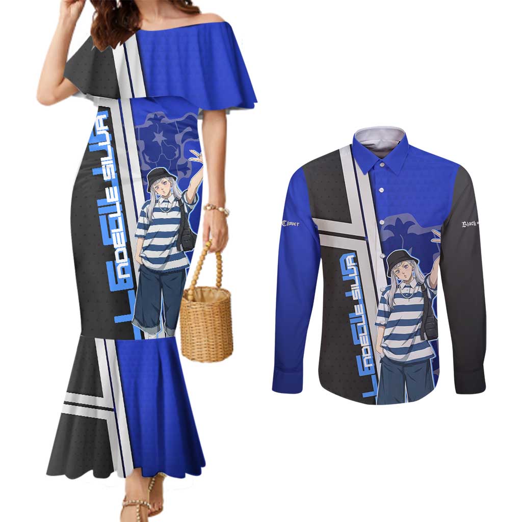 Black Clover Noelle Silva Couples Matching Mermaid Dress and Long Sleeve Button Shirt Urban Streetwear Anime Style