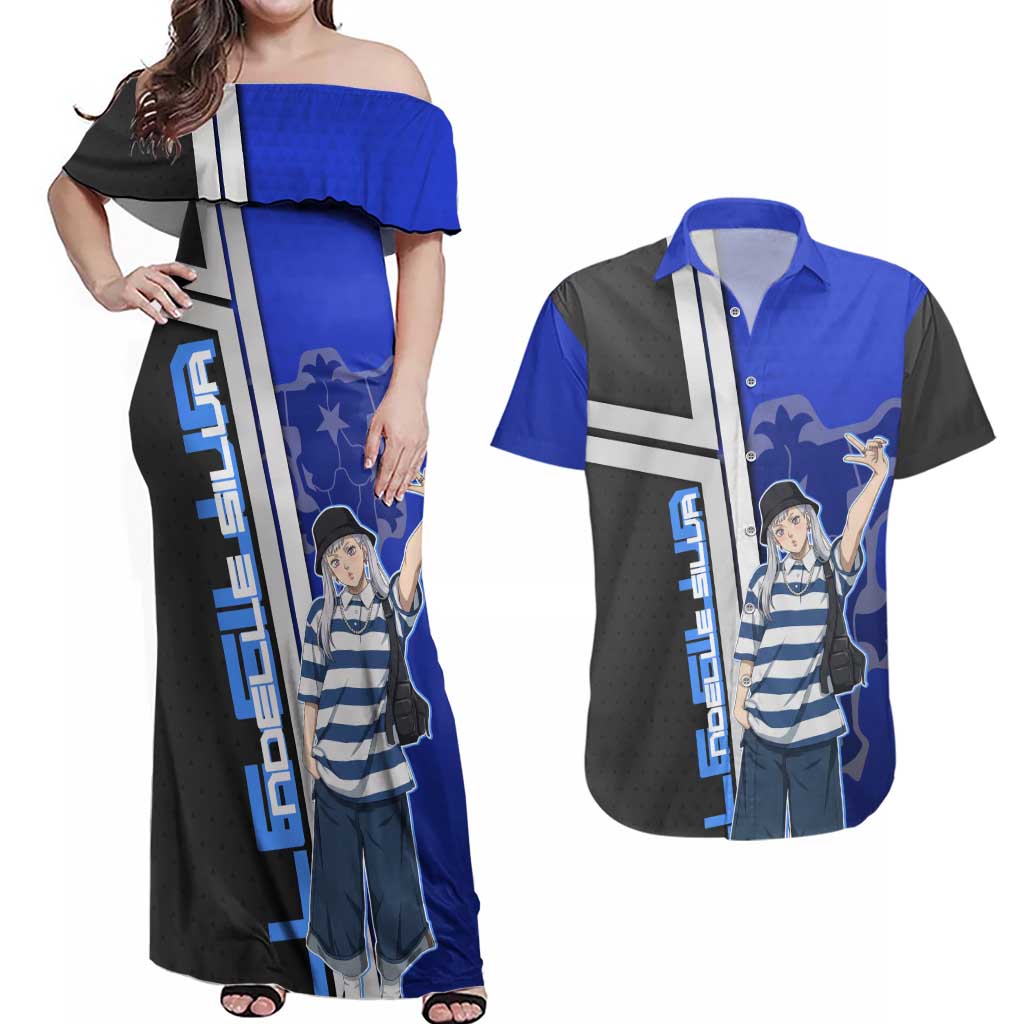 Black Clover Noelle Silva Couples Matching Off Shoulder Maxi Dress and Hawaiian Shirt Urban Streetwear Anime Style