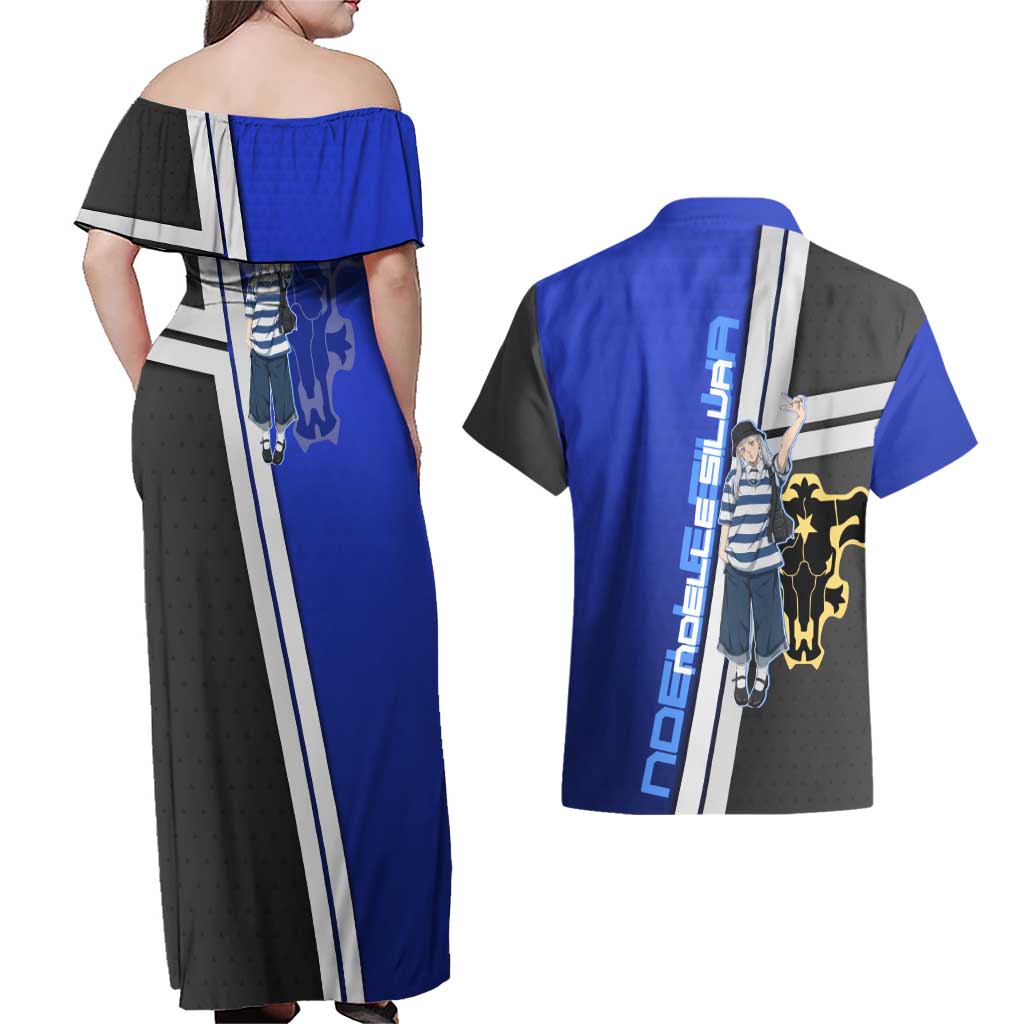 Black Clover Noelle Silva Couples Matching Off Shoulder Maxi Dress and Hawaiian Shirt Urban Streetwear Anime Style