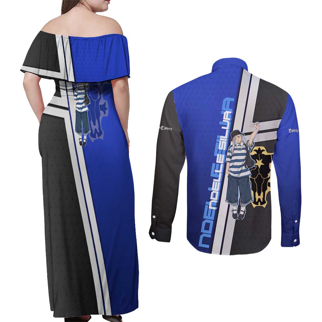 Black Clover Noelle Silva Couples Matching Off Shoulder Maxi Dress and Long Sleeve Button Shirt Urban Streetwear Anime Style