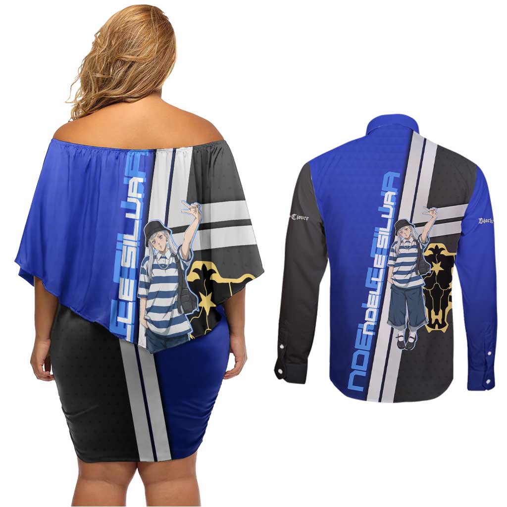 Black Clover Noelle Silva Couples Matching Off Shoulder Short Dress and Long Sleeve Button Shirt Urban Streetwear Anime Style
