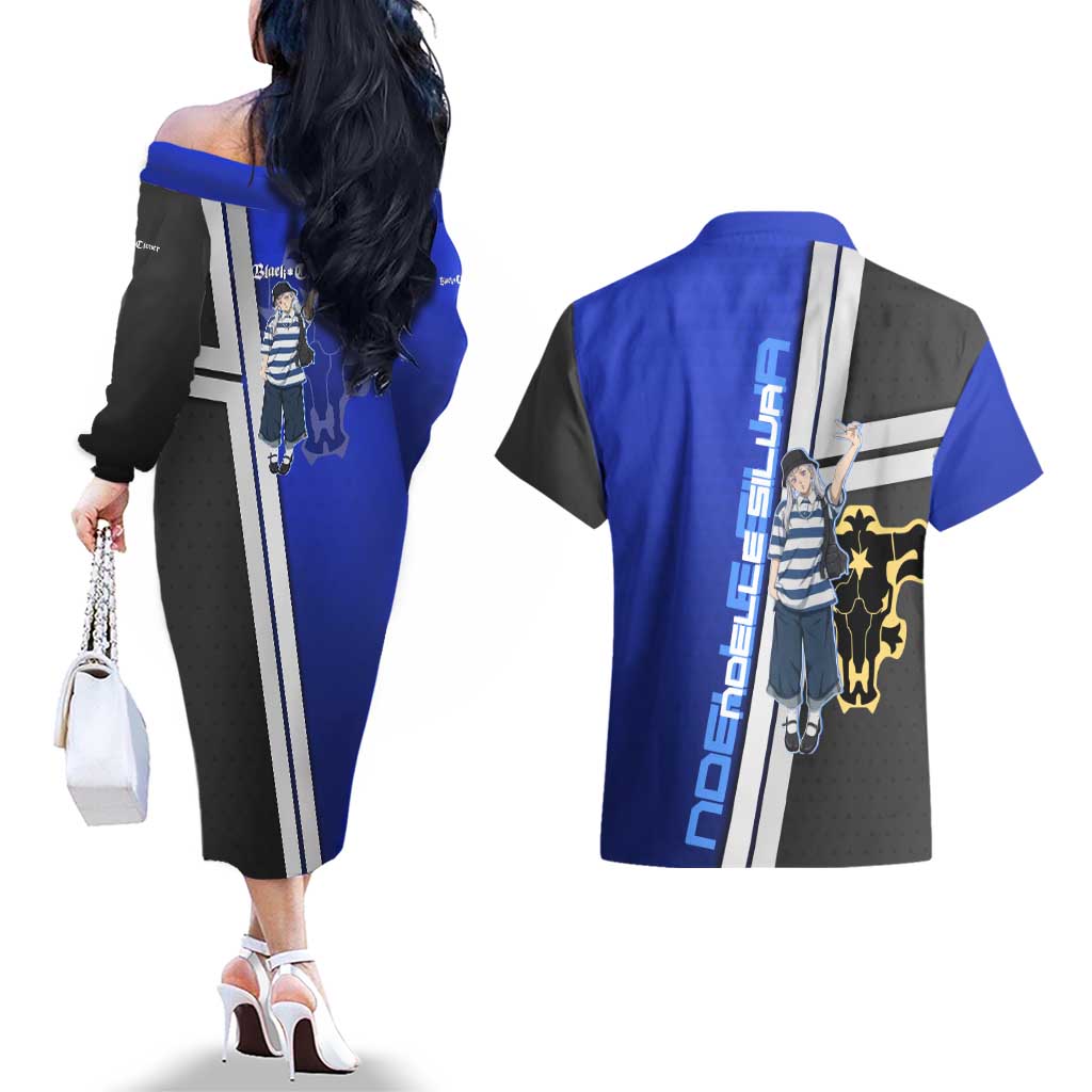 Black Clover Noelle Silva Couples Matching Off The Shoulder Long Sleeve Dress and Hawaiian Shirt Urban Streetwear Anime Style