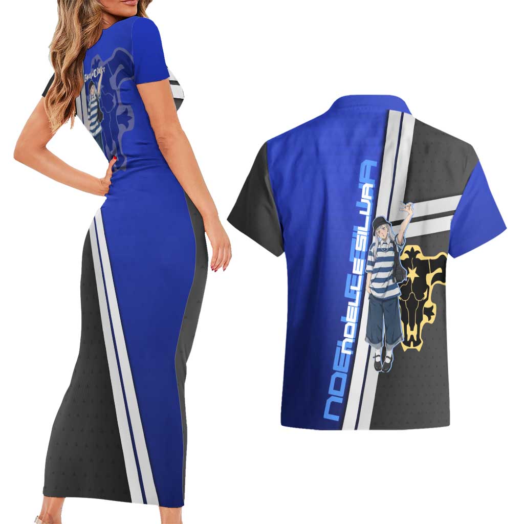 Black Clover Noelle Silva Couples Matching Short Sleeve Bodycon Dress and Hawaiian Shirt Urban Streetwear Anime Style