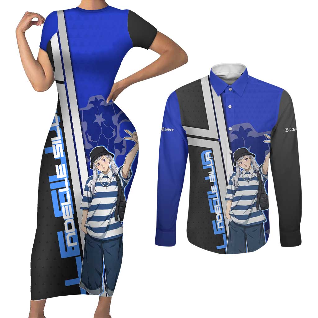 Black Clover Noelle Silva Couples Matching Short Sleeve Bodycon Dress and Long Sleeve Button Shirt Urban Streetwear Anime Style
