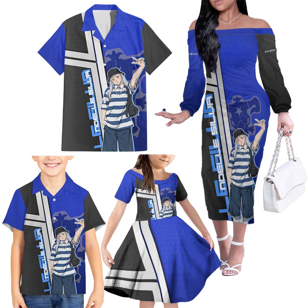 Black Clover Noelle Silva Family Matching Off The Shoulder Long Sleeve Dress and Hawaiian Shirt Urban Streetwear Anime Style