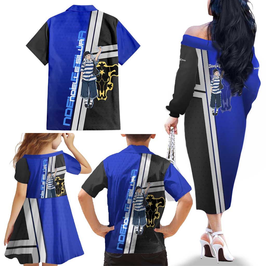 Black Clover Noelle Silva Family Matching Off The Shoulder Long Sleeve Dress and Hawaiian Shirt Urban Streetwear Anime Style