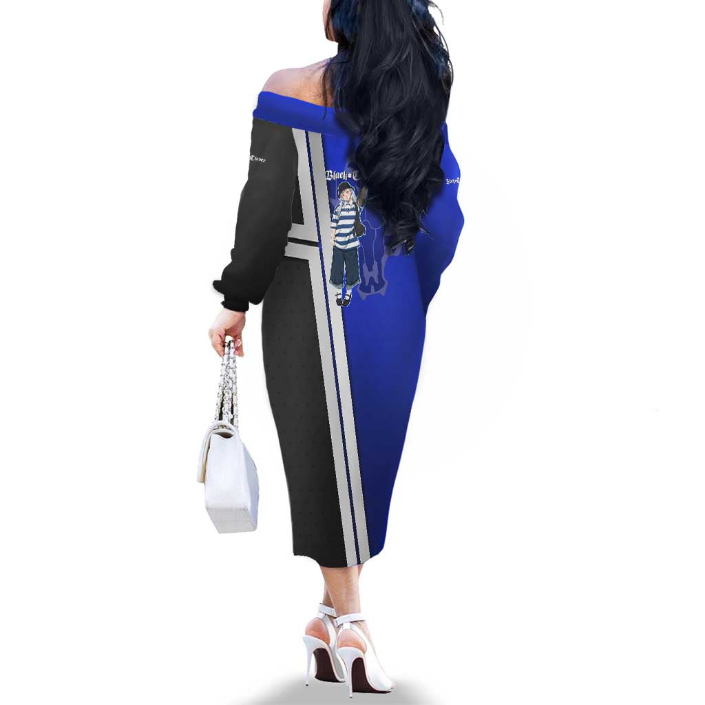 Black Clover Noelle Silva Family Matching Off The Shoulder Long Sleeve Dress and Hawaiian Shirt Urban Streetwear Anime Style