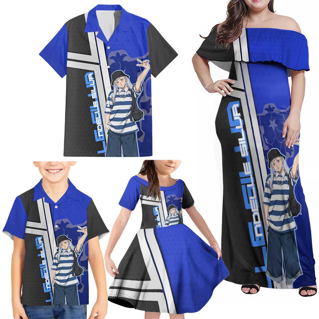 Black Clover Noelle Silva Family Matching Off Shoulder Maxi Dress and Hawaiian Shirt Urban Streetwear Anime Style