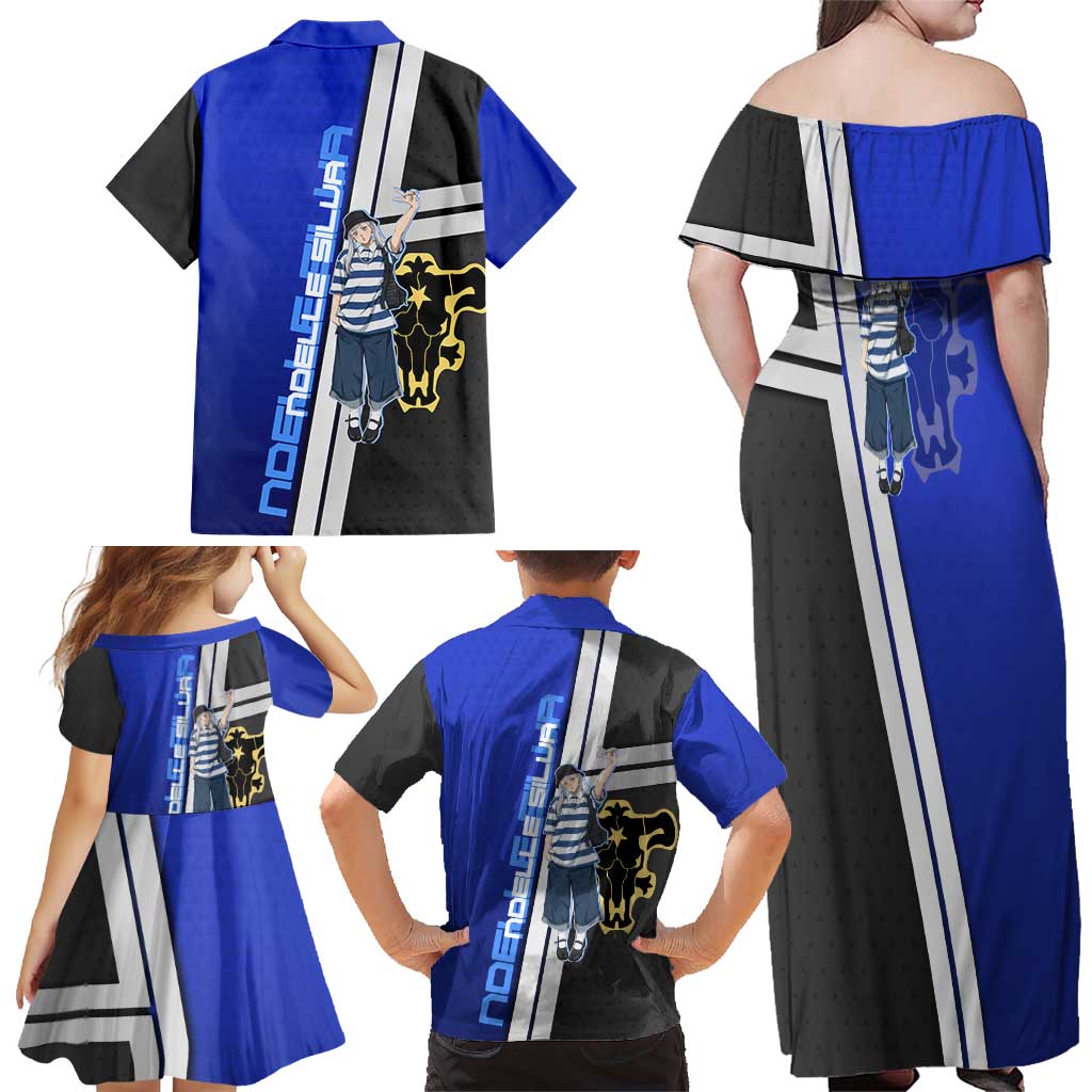 Black Clover Noelle Silva Family Matching Off Shoulder Maxi Dress and Hawaiian Shirt Urban Streetwear Anime Style